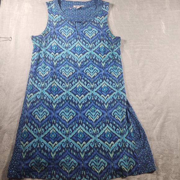 Tommy Bahama Shift Dress Womens Large Blue Green Paisley Sleeveless Keyhole - Picture 1 of 6